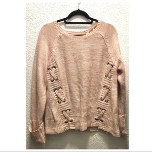 american rag lace-up sweater (pink)